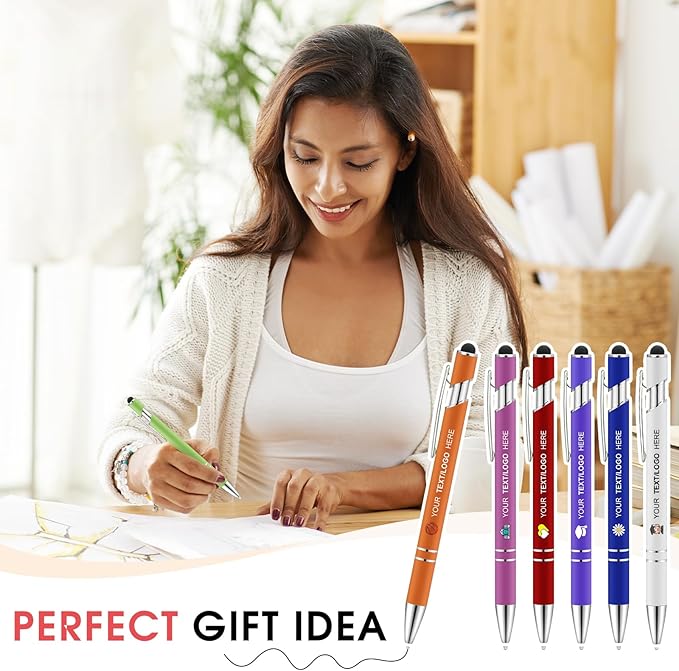 ENOMY Personalized Pens Bulk Free Engraved with Logo/Name/Message Black Ink Custom Pens Customized Stylus Ballpoint Pens Ideal Gifts for Business Anniversary (60)