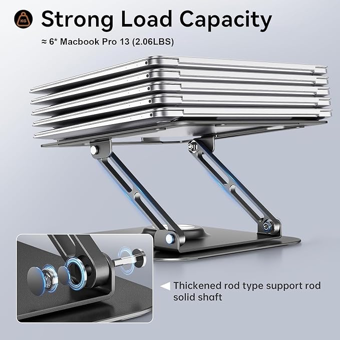 JOYEKY Laptop Stand for Desk, Adjustable Computer Stand with 360° Rotating Base, Ergonomic Laptop Riser for Collaborative Work, Foldable & Portable Laptop Stand, fits for All 10-16" Laptops