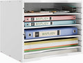 Bamjoy Bamboo 5 Tier Desktop Organizer, Paper Organizer Mail Sorter, File Holder Letter Document Storage with Adjustable Shelves for School Home Office, White