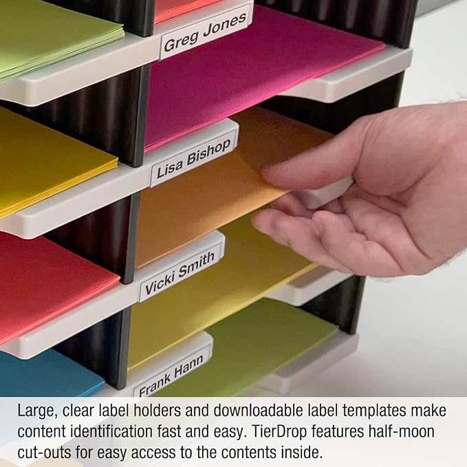 Desktop Organizer 12 Letter Tray Sorter Plus Riser Storage Base & 3 Storage Drawers - Ultimate Office TierDrop Desktop Organizer Stores All of Your Documents & Supplies in One Compact Modular System
