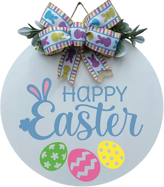 Wood front door sign Wood sign Home decor Welcome sign Sign for front door House warming gift Wedding gift (Happy Easter, 30" Width)