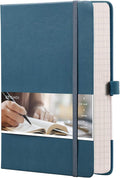 EMSHOI A5 Graph Paper Notebook Journal - 256-Page Hardcover, 120gsm Thick Ink-Proof Paper, PU Leather Cover with Inner Pocket, Portable 5.75"x8.38" Size for Work, Math, Engineering – Light Blue