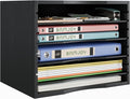 Bamjoy Wood 5 Tier Desktop Organizer, Paper Organizer Mail Sorter, File Holder Letter Document Storage with Adjustable Shelves for School Home Office, Black