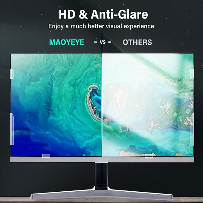 Mao Yeye [2 Pack] 23.8 Inch Computer Privacy Screen for 16:9 Aspect Ratio Widescreen Monitor, Eye Protection Anti Glare Blue Light Computer Monitor Privacy Filter, Removable 23.8 in Protector Film