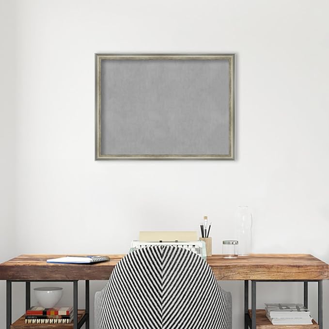 Amanti Art Silver Framed Magnetic Board 20x26 Medium Vision Board for use with Magnets, 100% Metal Sheet to Display Items as Office Decor or for Home Organization in mudroom, Kitchen or Kids Room
