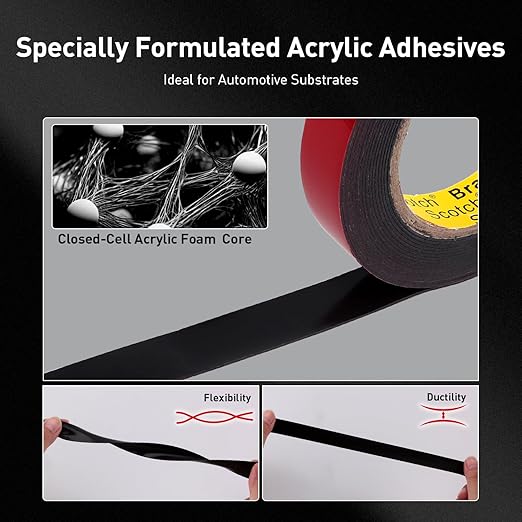Automotive Acrylic Plus Attachment Tape 0.24" x 18Ft Made of 3M Double Sided Tape PT1100 Heavy Duty for Moldings Claddings Panels Pads and Other Car Automotive Applications
