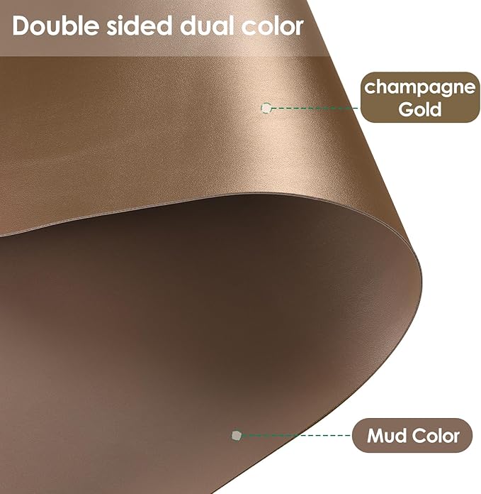 Zinkooat Leather Table Cover,1.8mm Thick,30x60 Inch Desk Cover,Large Desk Mat,Table Protector,Table Cover Protector,Desk Covers On Top of Desks(Mud Color+Champagne Gold,30x60)