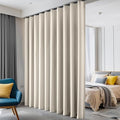 hoeflife Room Divider Curtains Blackout Floor to Ceiling Curtain with Hook Wall Mount Sliding Door Curtains Ceiling Mount Extra Wide Curtain Wall Divider for Room Separation (Beige, W180 x H108 Inch)