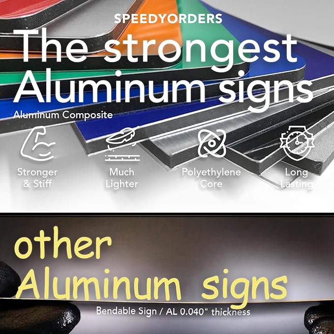Custom Metal Signs, Personalized Aluminum, Customized Safety, Business Signs, Waterproof Outdoor, White Aluminum (Red Background, 42x28 In)