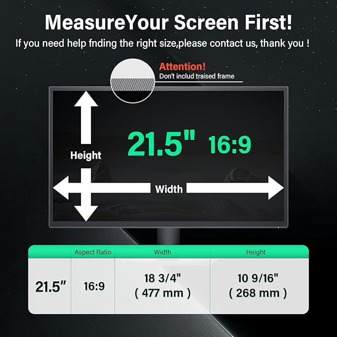 Mao Yeye [2 Pack] 21.5 Inch Computer Privacy Screen for 16:9 Aspect Ratio Widescreen Monitor, Eye Protection Anti Glare Blue Light Computer Monitor Privacy Filter, Removable 21.5 in Protector Film