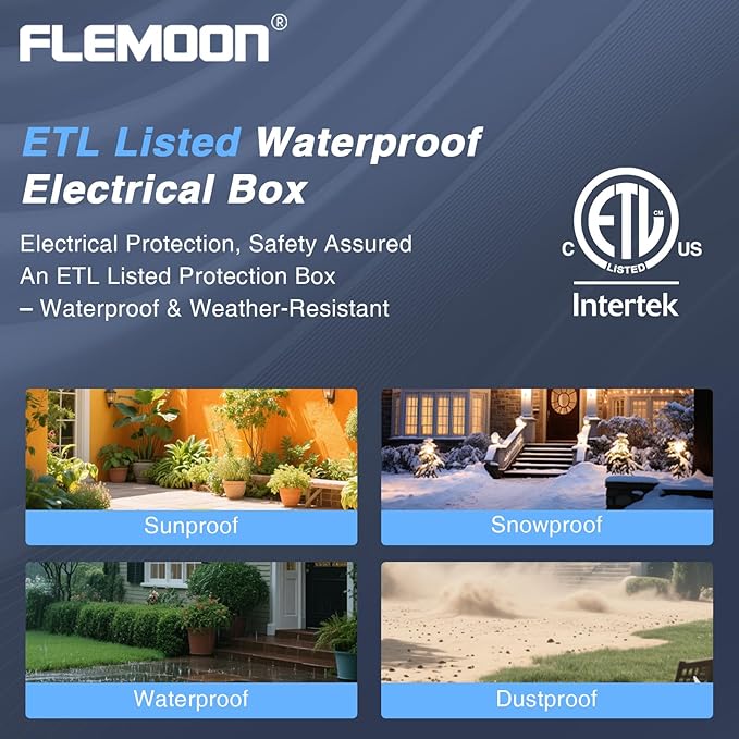 Flemoon [3 Pack] Outdoor Extension Cord Cover, IPX4 Waterproof Box and Safety Housing Case, Ideal to Protect Outdoor Plugs, Electrical Connections, Holiday Decoration Lights, Size Small, Blue