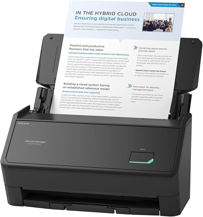 ScanSnap iX2400 High-Speed Simple One-Touch Button Color Document, Photo & Receipt Scanner with 100 Page Auto Document Feeder for Mac or PC, Black