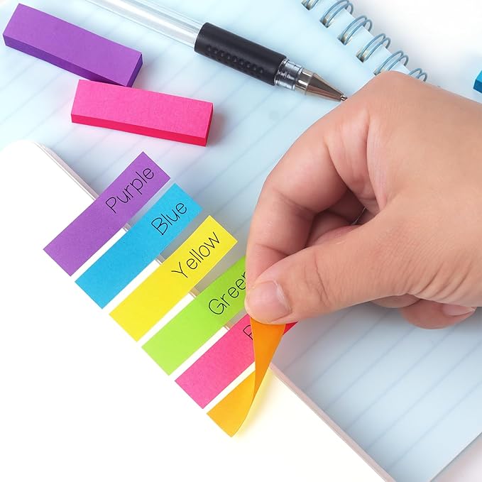 30 Pads 0.6x2 Inch Sticky Notes Flags Tabs Page Markers 6 Bright Color Sticky Index Tabs Page Flags 80 Sheet/Pad