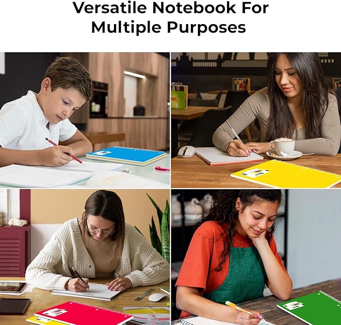Rosmonde 50 Pack, 1 Subject Spiral Notebook College Ruled Bulk, 140 Pages (70 Sheets), Thick No-Bleed Paper, 8 x 10-1/2", 3 Hole Punched, College Ruled Notebook 1 Subject Bulk, Subject Notebook