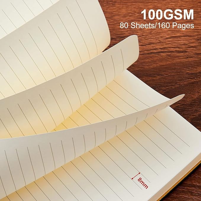 TSFPapier Lined Journal Notebook for Work College Ruled Note Book 7.2"x9.6" B5 PU Leather Daily Journaling 160 Pages for Women Men Writing Home School Supplies Business (Dark Pink)