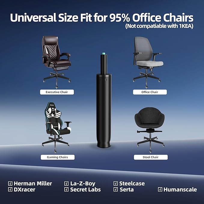 11 Inches-17 Inches Office Chair Gas Lift Cylinder Replacement, Tall Chair Cylinder 5.5" Stroke, Hydraulic Pneumatic Shock Piston, Heavy Duty 1000lbs, Fit for Most Office Chairs, BIFMA/Class 4 (Black)