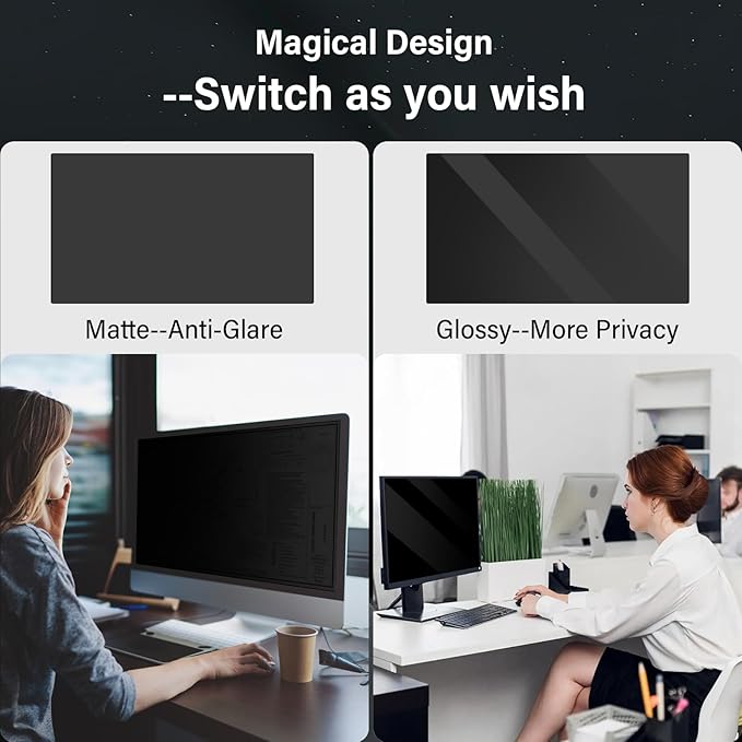 Mao Yeye [2 Pack] 27 Inch Computer Privacy Screen for 16:9 Aspect Ratio Widescreen Monitor, Eye Protection Anti Glare Blue Light Computer Monitor Privacy Filter, Removable 27 in Protector Film