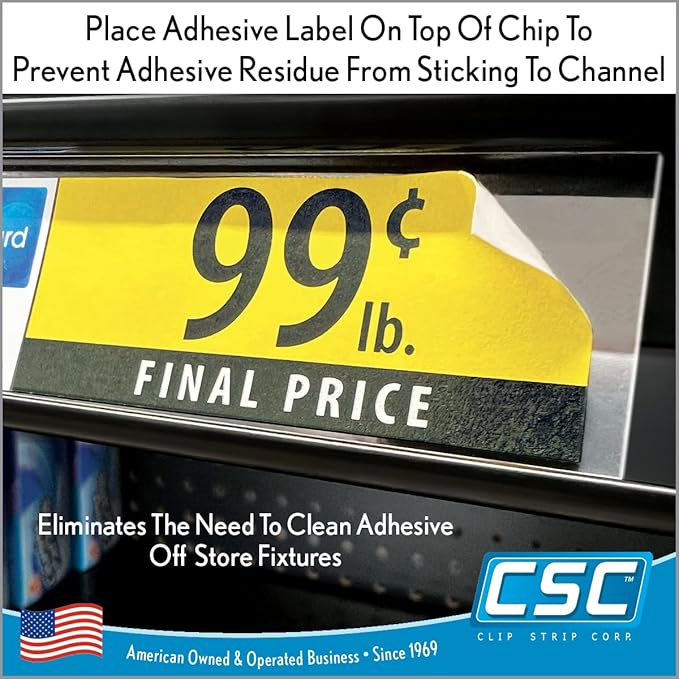 Clip Strip Corp. Price/Data Channel Label Holder Chips, Clear Plastic Tags, 3.5" L x 1.25" H, 7.5 Mil Thick, Gondola Shelf Edge, Reusable, Made for Point of Purchase Shelf Molding (5000)