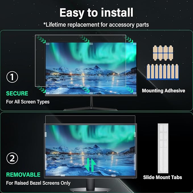 Mao Yeye [2 Pack] 23.8 Inch Computer Privacy Screen for 16:9 Aspect Ratio Widescreen Monitor, Eye Protection Anti Glare Blue Light Computer Monitor Privacy Filter, Removable 23.8 in Protector Film