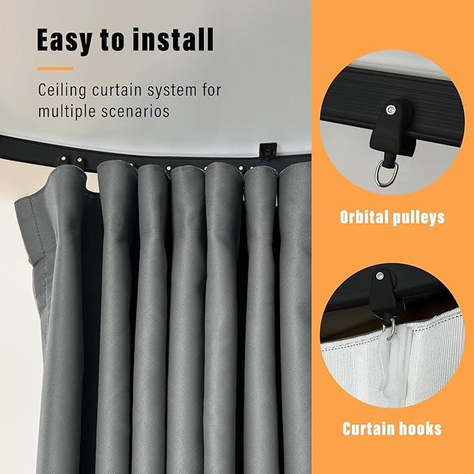 MaKefeile Room Divider Curtains with Flexible Ceiling Tracks Set,Blackout Curtain Ceiling Mount Curtain Track Privacy Room Dividers Ceiling Track Curtain Rod(Beige Drape & Black Rail W 12.5 × H 9 FT)