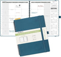 POPRUN Monthly Planner 2026-2027 (Large 8.5" x 10.5") 18 Months Calendar Book(Jan 2026 - Jun 2027) - 4 Pages per Month with Expense & Notes, Stair-like tabs, Leather Cover - Night Sky Blue