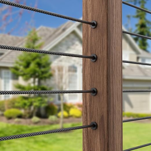 BLIKA 150 Pack Black Stainless Steel Protector Sleeves for 1/8" Deck Cable Railing, for Wood/Composite Posts, T316 Marine Grade, Black Cable Railing Protector Sleeves