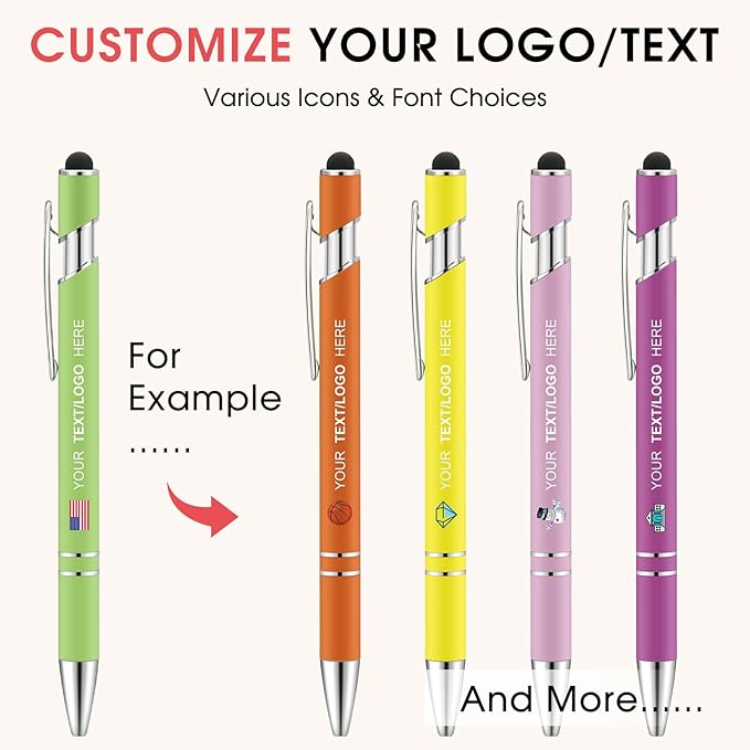 ENOMY Personalized Pens Bulk Free Engraved with Logo/Name/Message Black Ink Custom Pens Customized Stylus Ballpoint Pens Ideal Gifts for Business Anniversary (50)