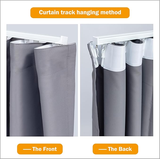 hoeflife Room Divider Curtains Blackout Floor to Ceiling Curtain with Hook Wall Mount Sliding Door Curtains Ceiling Mount Extra Wide Curtain Wall Divider for Room Separation(Light Grey,W180 x H108 in)