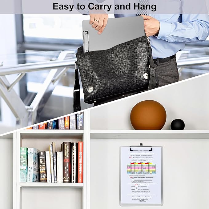 ZCZN Metal Clipboards, 10 Pack Heavy Duty Aluminum Clipboards 12 x 9 Inches, A4 Letter Sizer Document Holder with Low Profile Clip, Suitable for School, Office, Jobsite or Medical Staff, Silver