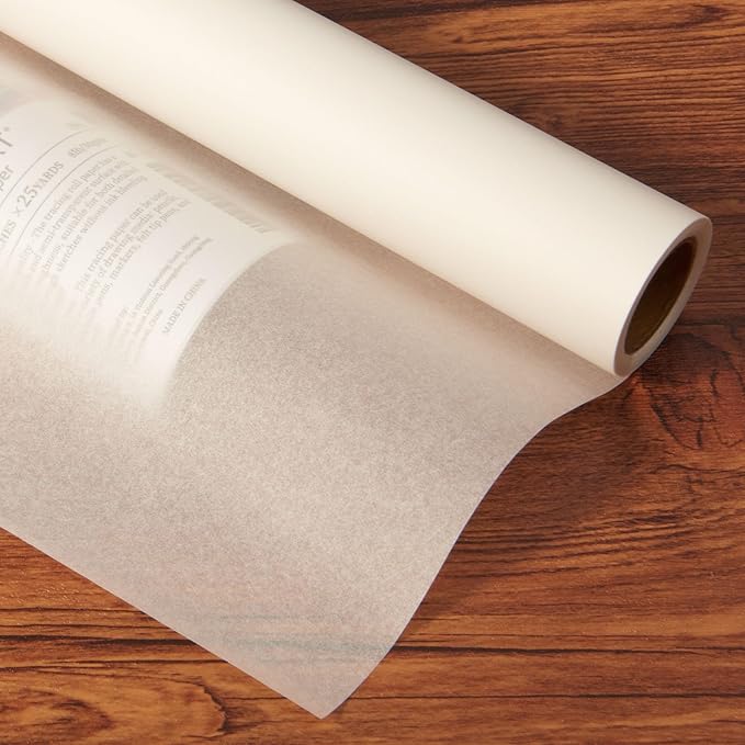 SEMLEART Tracing Paper Roll,17.5-inch x 50yard，White Translucent Vellum,Pattern Paper for Sewing, Drawing, Sketching, Gift Wrapping