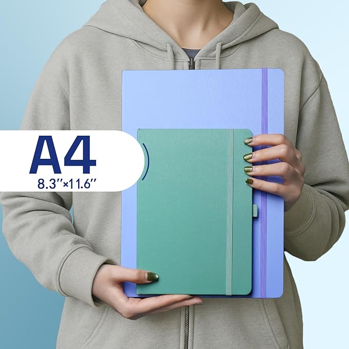 ONAVIA A4 Lined Journal Notebook, 8mm Ruled Notepad, Journaling for Writing, Work, School, Travel and Note Taking, Hardcover 160 Pages (80 Sheets) 8.27 x 11.6 inches (3 Pack Midnight Green)