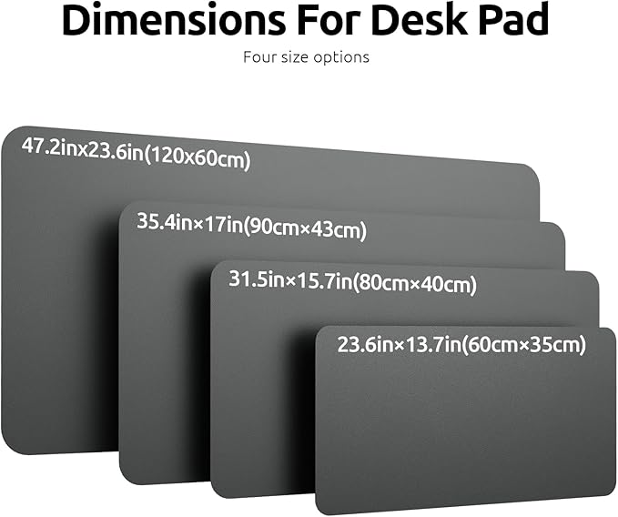YSAGi Leather Desk Protector, Office Mat, Large Mouse Mat, Non-Slip PU Leather Blotter, Laptop Desk, Waterproof Writing Pad for Office and Home (Dark Grey, 23.6" x 13.8")