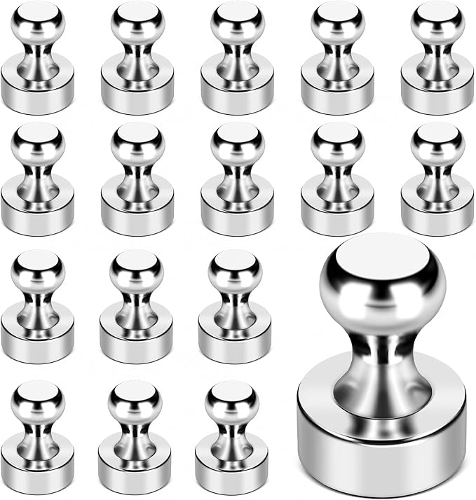LOVIMAG Fridge Magnets 18Pcs Refrigerator Whiteboard Small Strong Magnet Classroom Kitchen Accessories Decorative Locker Set Decor Must Haves Office Calendar Refrigerador Magnetic Cute Crafts Silver