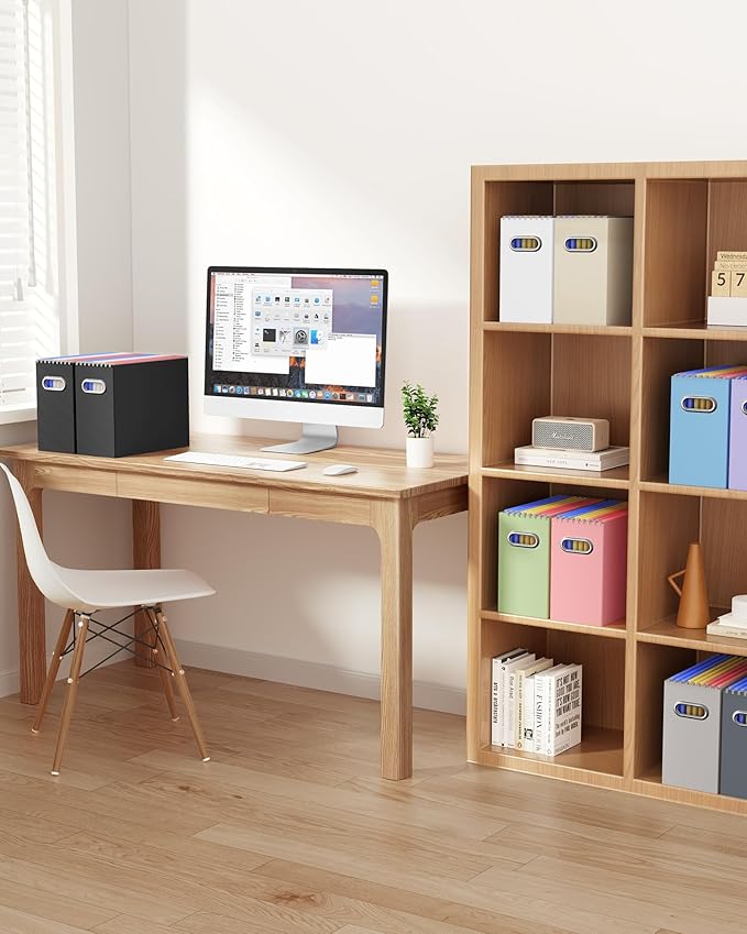 Oterri Cardboard File Organizer Box for Hanging File Folders Letter Size,File Box for Computer Desk,File Cabinet,Working Home,Office,Classroom (Purple, Letter Size - 4 Packs)