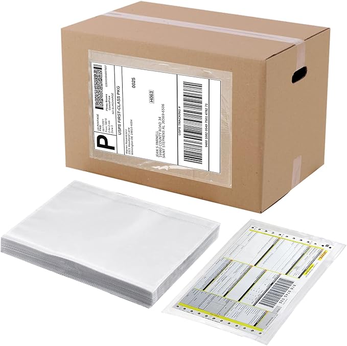 RyhamPaper Packing List Envelopes, Clear 7.5" x 5.5" Self Adhesive Shipping Labels Envelope Pouches (1000 Pack)