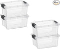 Superio Mini Storage Container Plastic Crayon Box Art Supplies and Sewing Case Stackable Clear Small Organizer for Beads, Stationery, Chalk, and Food, 1.05 Quart, 4 Pack