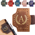 Personalized Mark Bookmark with Pen Holder, Leather Magnetic Book Marker 26 Letters,Custom Initials Page Marks, Gifts for Book Lovers Readers Men Women (Brown, A)