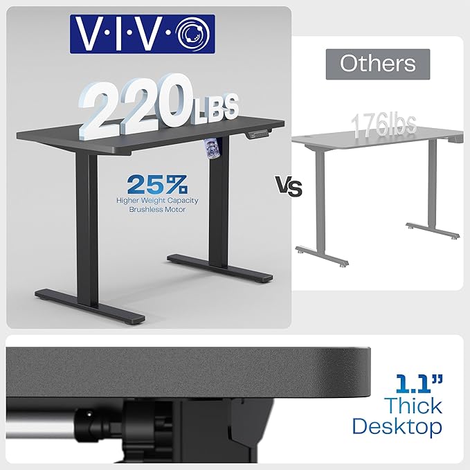 VIVO Electric 43 x 24 in Standing Desk, Memory Height Adjustment, 1B Series, Holds 220 lbs, One-Piece Light Wood Top, Gray Frame, DESK-KIT-1G4C