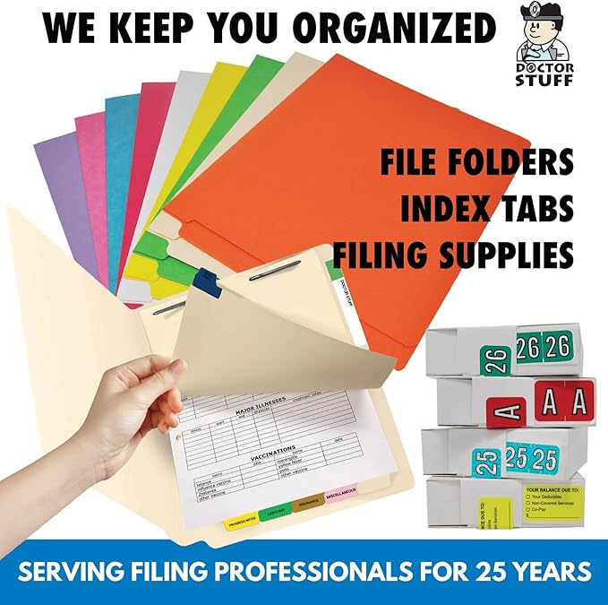 MINI 2026 Year Stickers, Doctor Stuff 2026 Chart Stickers, Light Blue Color Coded, Tab 1287 Style, USA Made Year Labels for End Tab File Folders, 500 Labels/Roll in a Dispenser Box, 1/2" x 1-1/8"
