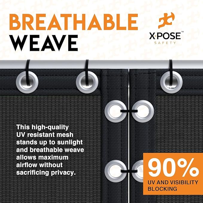 Xpose Safety Privacy Fence Screen 5’ x 50’ (12 Pack) – Heavy Duty Black Mesh with 90% Visibility Block, UV Protection – Includes Cable Ties – for Garden, Yard, Nursery, Kennel, Dog Run, Greenhouse