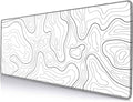 Armanza Mouse Pad Large, Extended XL Gaming Mousepad, Non-Slip Rubber Base Minimalist Keyboard Mouse Mat Desk Pad for Work, Game, Office, Home, 31.5 x 11.8 in, White Topographic Map Lines
