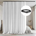 MaKefeile Room Divider Curtains with Flexible Ceiling Tracks Set,Blackout Curtain Ceiling Mount Curtain Track Privacy Room Dividers Ceiling Track Curtain Rod(White Drape & Black Rail W 15 × H 9 FT)