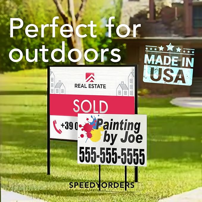 SPEEDYORDERS Custom Outdoor Metal Signs, Personalized Aluminum Signs, Customized Safety Signs, Metal Business Signs, Waterproof Outdoor Business Signs, White Aluminum (Red Background, 12x8 In)