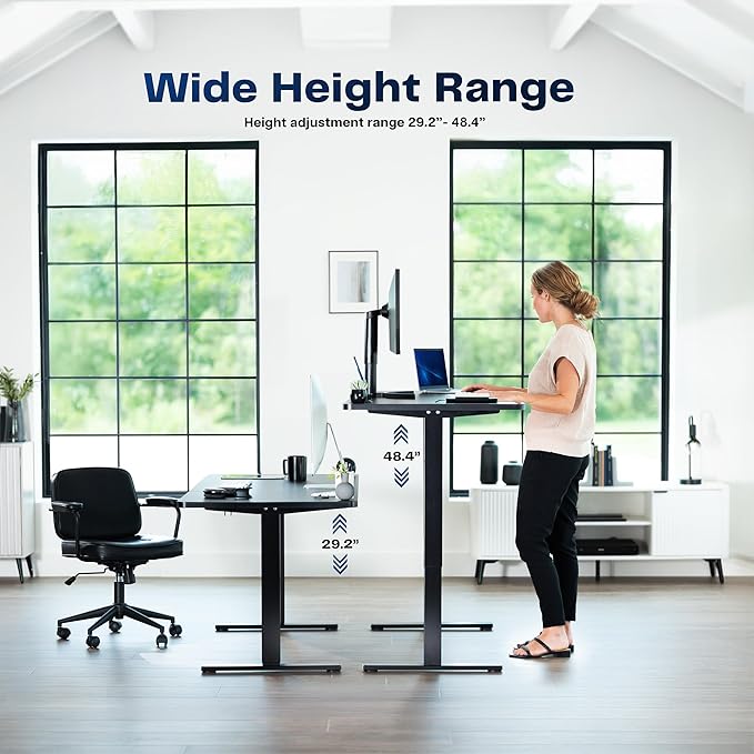 VIVO Electric 71 x 36 in Standing Desk, Memory Height Adjustment, 1B Series, Holds 220 lbs, Light Wood Top White Frame, DESK-KIT-1W7C-36