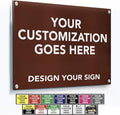 Custom Metal Signs, Personalized Aluminum, Business Safety Signs, Waterproof Outdoor, White Aluminum (Brown Background, 10x7 In)