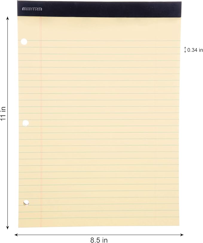 Mintra Office Legal Pads (Double Pad 3pk (Canary), 8.5in x 11in (Wide Ruled))
