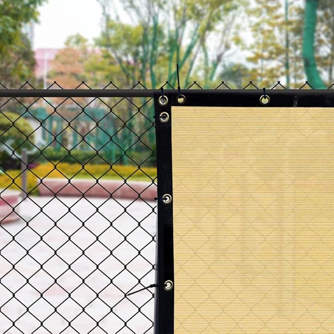 iCover 6x12ft Privacy Screen Fence, Outdoor Fencing Panels, Garden Windscreen Mesh Shade Sail Net Barrier, Include Reinforced Bindings and Brass Grommets Cable Zip Ties, Sand