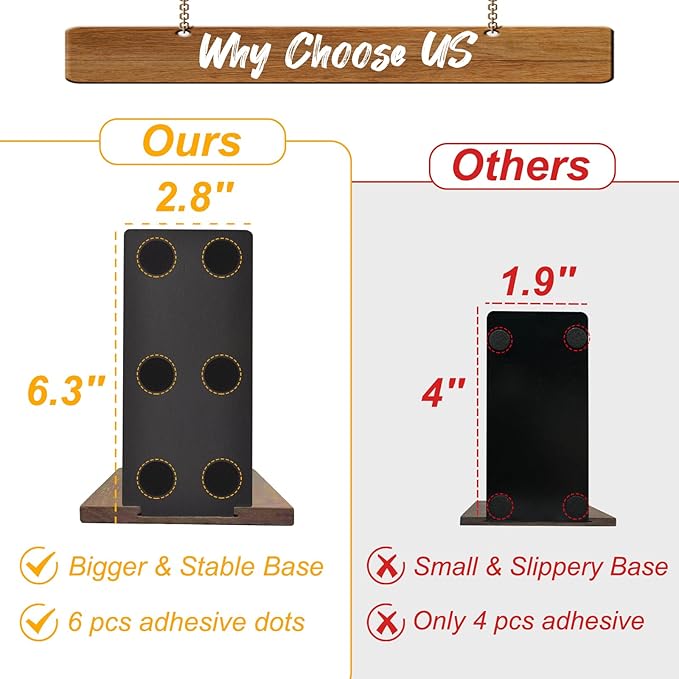 VIVTOB Book Ends, Black Walnut Wooden Bookends for Shelves - Heavy Duty Non-Slip Book Organizers, Upgraded Large Decorative Bookend Holders for Home, Kitchen, Office, Set of 2, Large