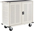 Global Industrial Mobile Storage & Charging Cart, 24 Laptop & Chromebook Device Capacity, Putty, Assembled, Laptop and Tablet Storage and Charging Cart