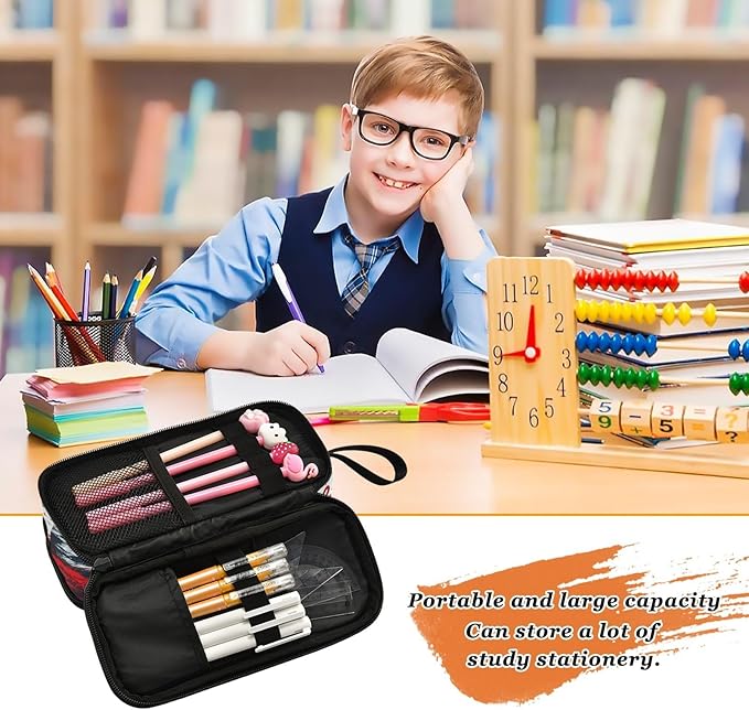 BOENLE Racing Car Truck Pencil Case Box Boys Girls Large Pencil Pouch with Zipper Compartments Big Capacity Stationery Pen Bag Organizer for Kids Teens Adults School